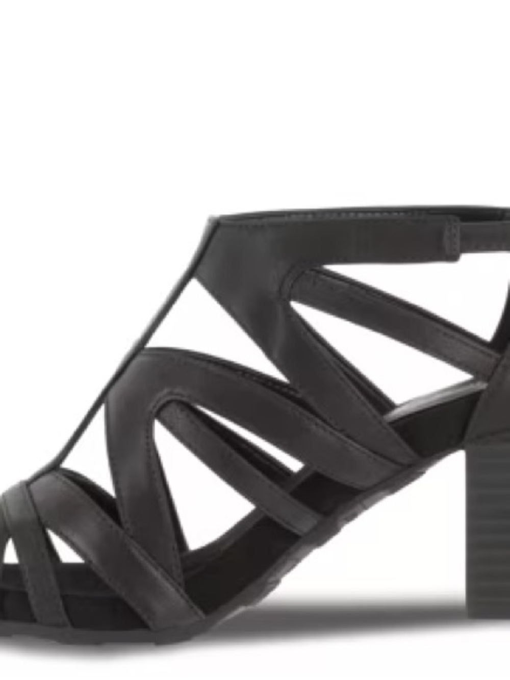 easy street Black Strappy Block Heel Sandals